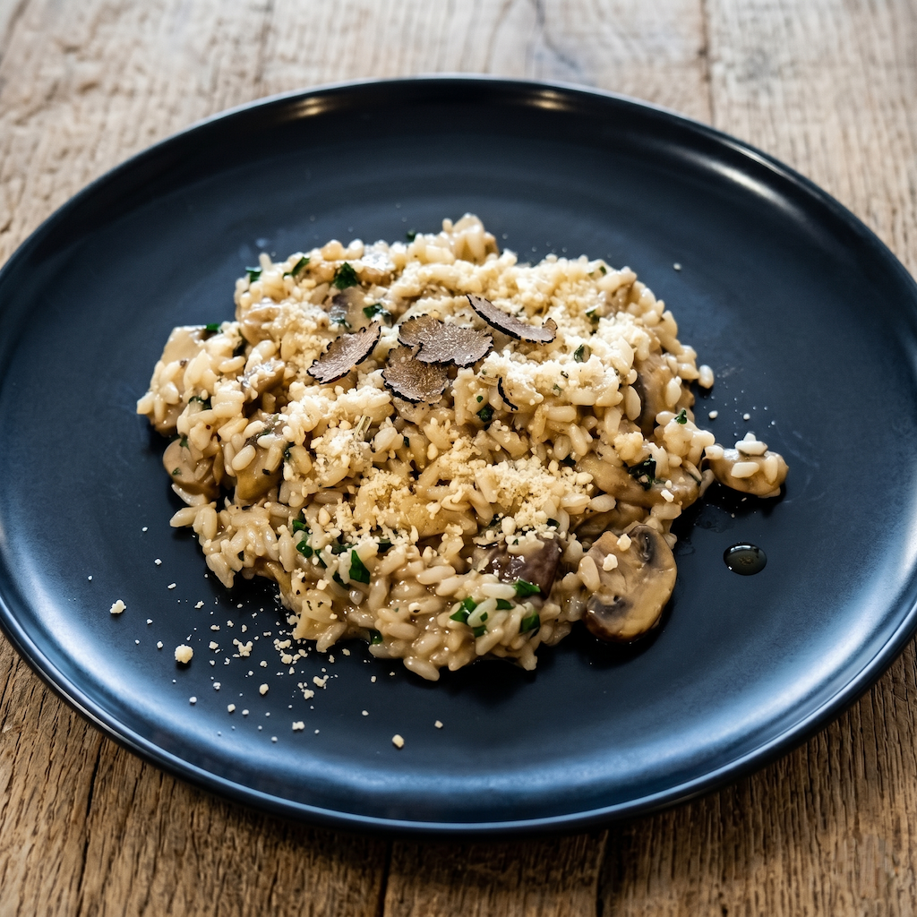 Truffle oil mushroom risotto