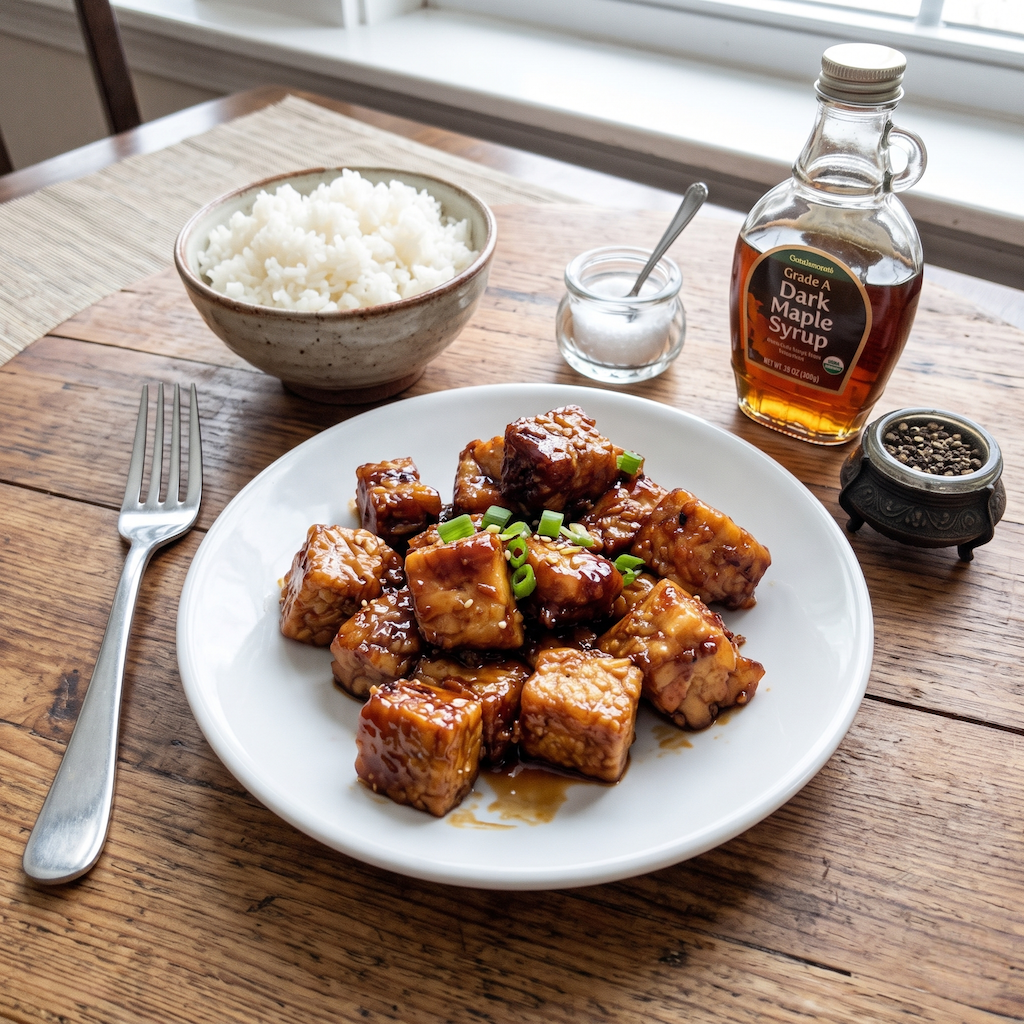 Tempeh Stir-Fry With Maple Garlic Sauce
